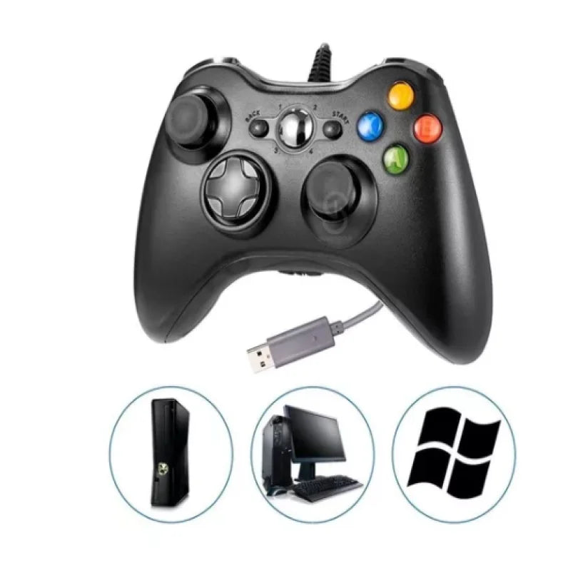 Controle Com Fio Compatível Para Xbox 360 Pc 2 em 1