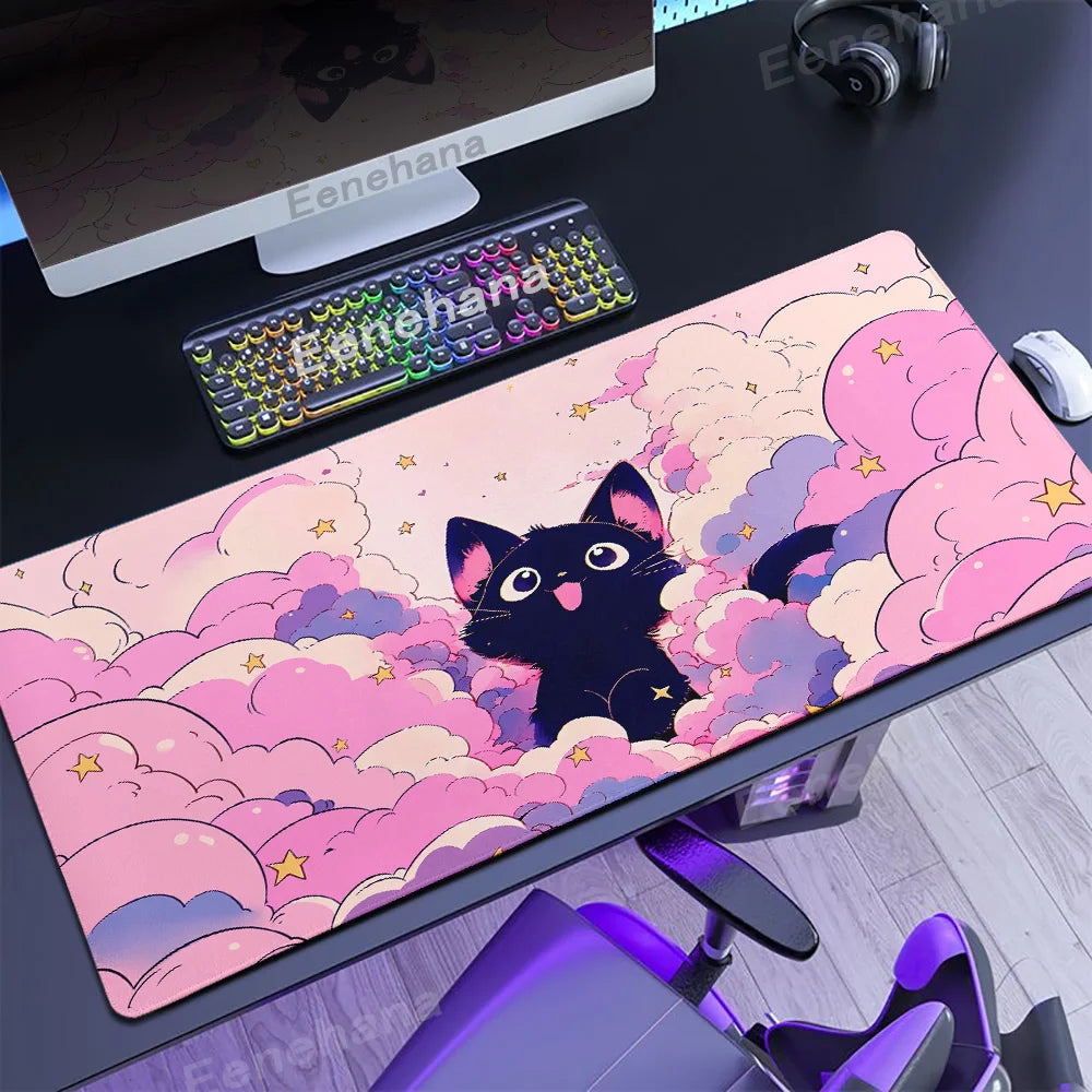 Mouse pad Gato preto nas nuvens