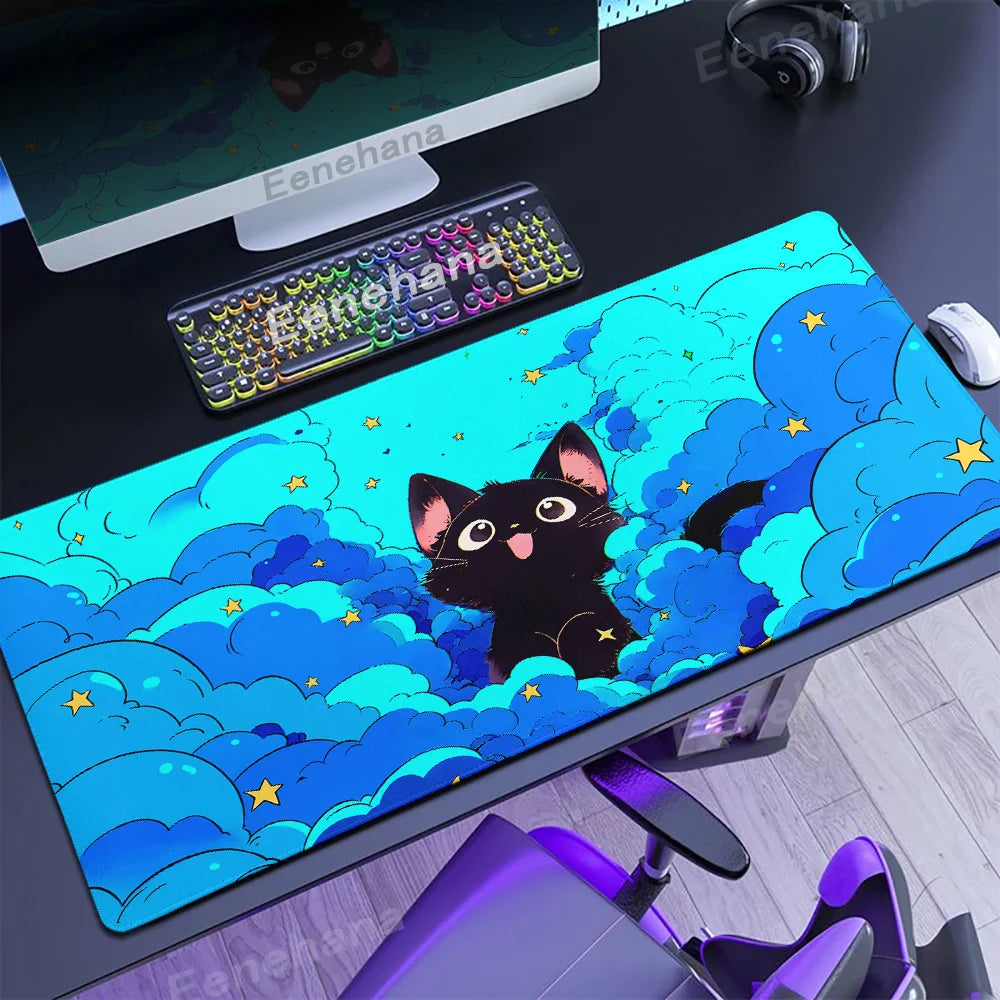 Mouse pad Gato preto nas nuvens