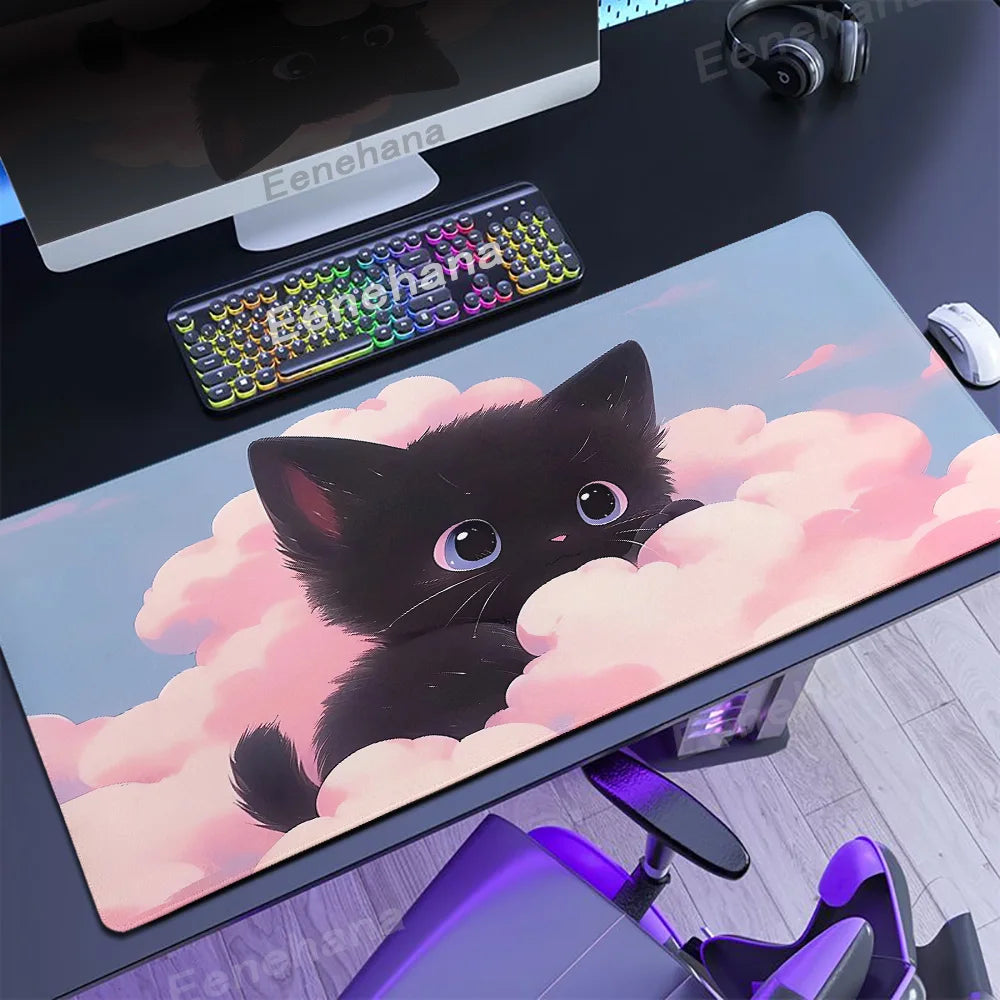 Mouse pad Gato preto nas nuvens