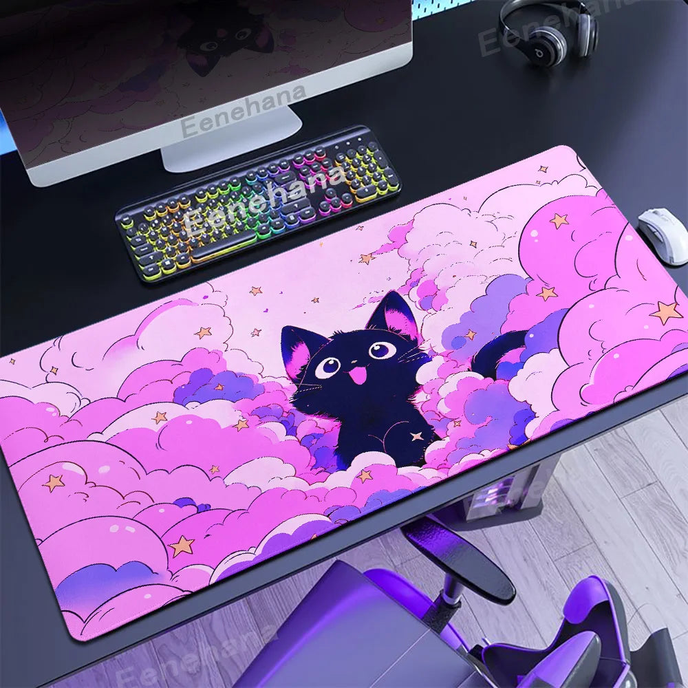 Mouse pad Gato preto nas nuvens