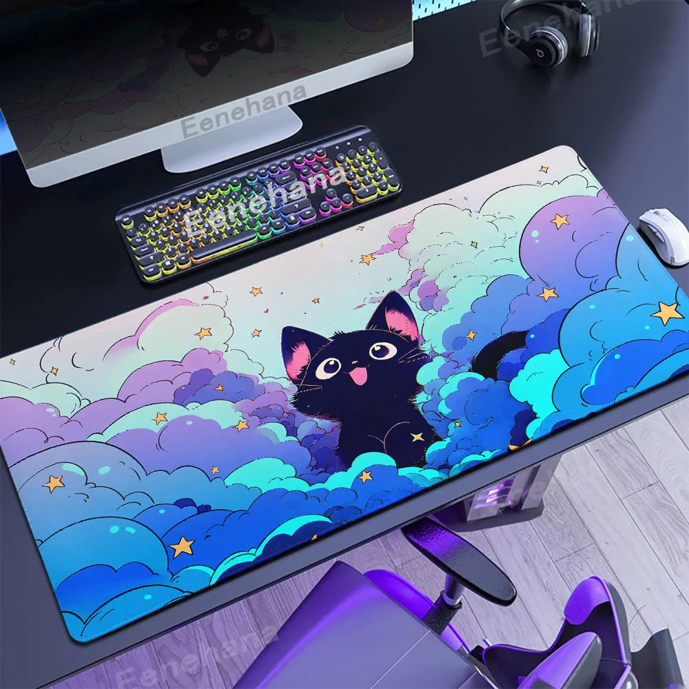 Mouse pad Gato preto nas nuvens