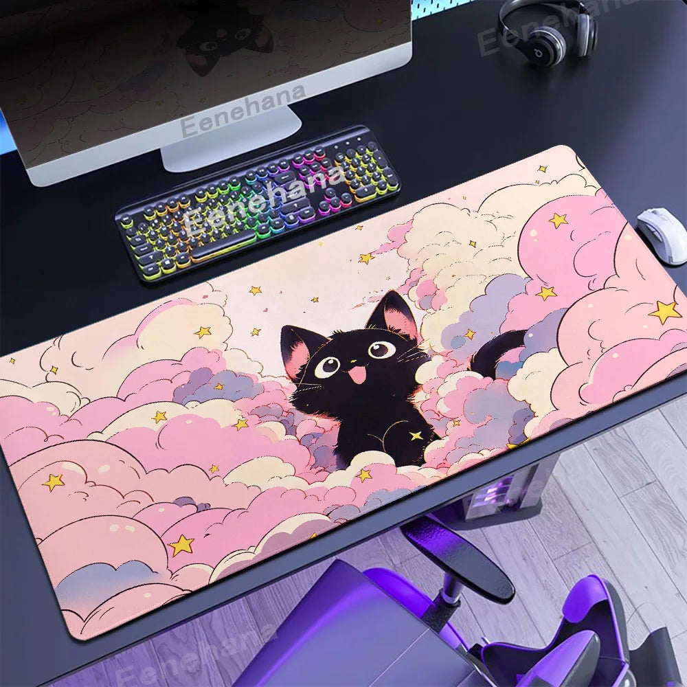 Mouse pad Gato preto nas nuvens